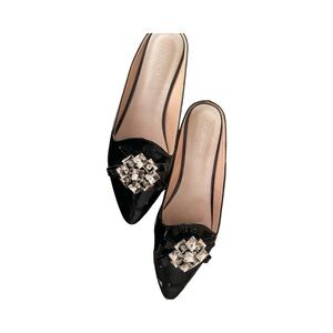 Black Mules with Crystal Embellishments size 9